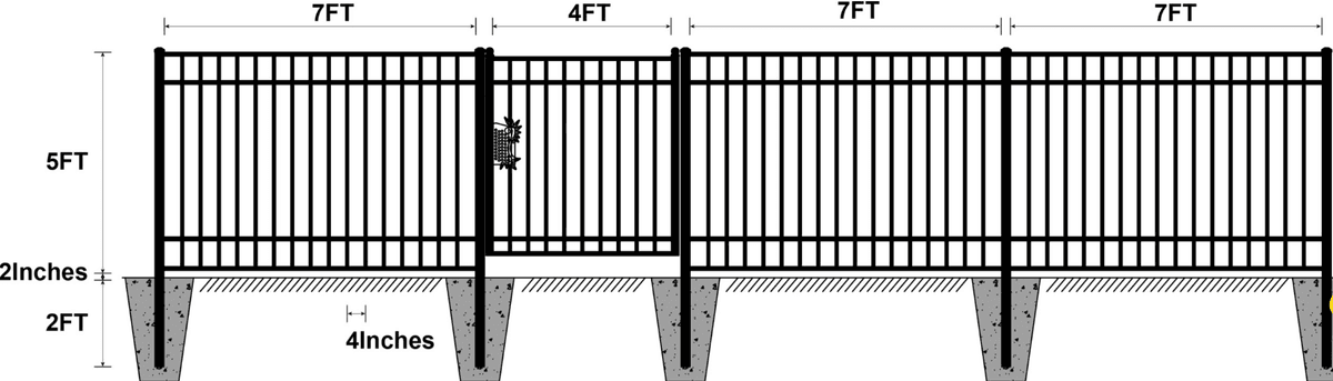Value Industrial 284 ft Industrial Fence, 7'x4', Steel, 40 Panels + Gate