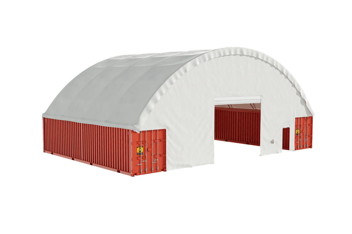 Value Industrial Container Shelter 60'x40'x20' (610g PVC) Double Trussed
