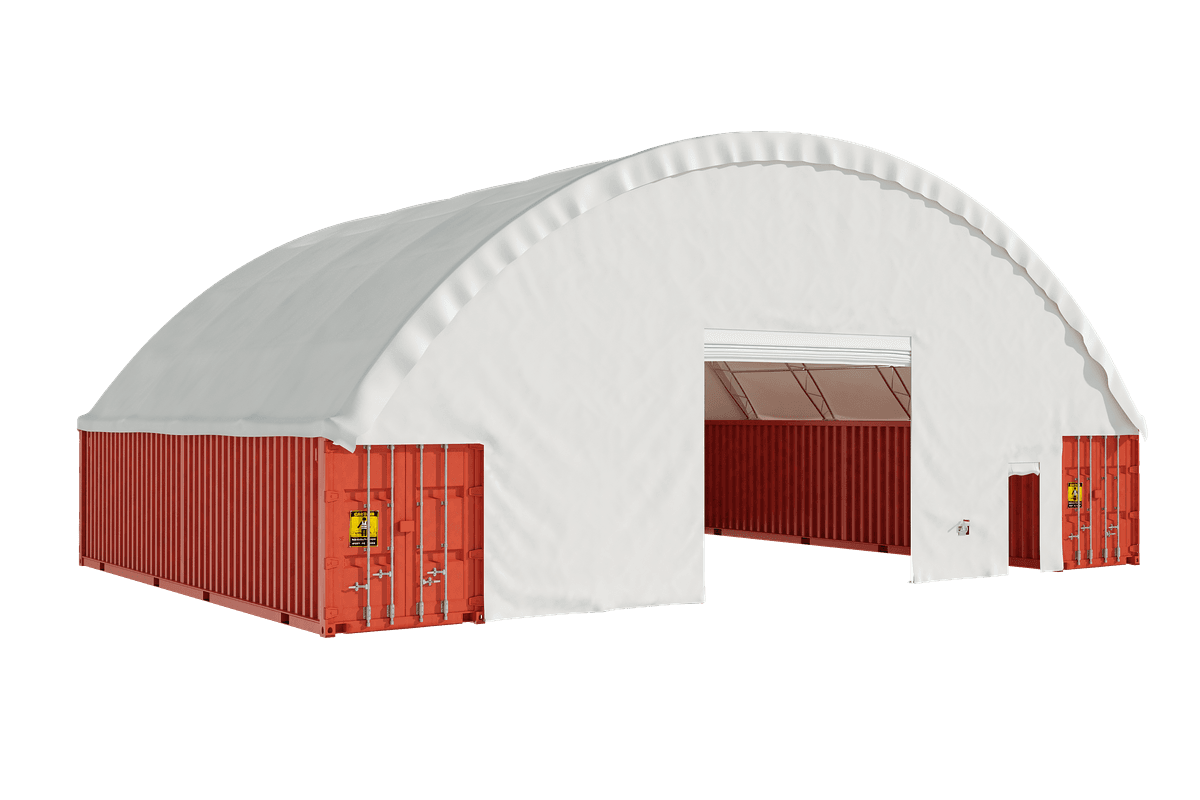 Value Industrial Container Shelter 60'x40'x20' (610g PVC) Double Trussed